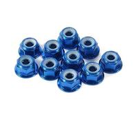 Controdadi, Dado autobloccante esagonale anti-allentamento con inserto in nylon flangiato in alluminio M2/M3/M4/M5, 10 pezzi(Blue-M2)