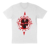 Control Cypress Hill Skull & Compass T-Shirt Hip Hop Uomo Cotone Bianca Logo