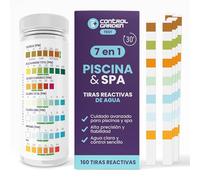 CONTROL GARDEN 160 Strisce Reattive pH 7 in 1 | Test per Piscina e Spa | Misuratore pH, Cloro Libero e Totale, Bromo, Alcalinità, Durezza, Acido Cianurico per Acqua da Bagno | Analisi 30 s | Controllo