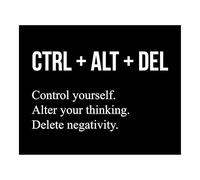 Control Yourself Alter Thinking Delete Negativity Poster - CTRL ALT DEL Inspirational Wall Art for Office Motivational Decor (Framed,16x24inch(40x60cm))