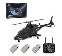 ControlCraze Airwolf RC Elicottero per adulti, WOLFBUSH AW-911 Aircraft, scala 1/34 2.4G 9CH Flybarless con modalità acrobazia 6G/3D, modello di elicottero RC con posizionamento GPS (versione RF/3