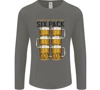 Controlla Il Mio Pacco Da Sei Alcolico Divertente T-Shirt A Manica Lunga Uomo