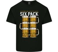 Controlla Il Mio Sei Pack Di Birra Divertente Alcol Uomo Cotone T-Shirt Tee Top
