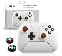 Controller Bluetooth 8Bitdo Ultimate 2 Per Switch 2, Switch, PC Windows, Aggiornamento Joystick TMR, Anello Fuoco RGB, Grilletti Tattili Effetto Hall Commutabili, Vibrazione, L4/R4 Rimappabili, Bianco