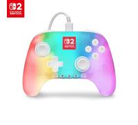 Controller cablato PowerA Advantage per Nintendo Switch 2 con Lumectra - Bianco, con licenza ufficiale, illuminazione RGB, effetto Hall, pulsanti mappabili, Pulsante C, controller pro