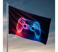 Controller da gioco al neon per decorazione da bar all'esterno: bandiera illuminata del futuro dei videogiochi, per dormitorio universitario, decorazione per cortile (60 x 90 cm)