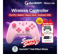 Controller di gioco GameSir per PC, compatibile con 2 gamepad, joystick Nova Lite, compatibile con Switch, Steam, Deck, Android, iOS e Windows, joystick ad effetto Hall, con custodia protettiva origin