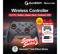 Controller di gioco GameSir per PC, compatibile con 2 gamepad, joystick Nova Lite, compatibile con Switch, Steam, Deck, Android, dispositivi iOS e Windows, joystick ad effetto Hall, con custodia prote