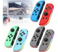 Controller di gioco senza fili Joy-Con, mano sinistra e destra, con illuminazione RGB, vibrazione, luci colorate, rilevamento di movimento, Bluetooth, controllo joystick 3D, senza drift Bianco,grigio,