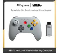 Controller di Gioco Wireless 8BitDo N64 2.4G con Adattatore per Console N64 Originale, Analogico 3D e Compatibile con Windows