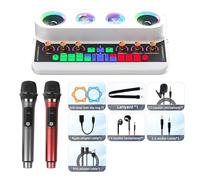 Controller DJ, Live Broadcast Sound Card Au-dio Integrated Machine Home KTV Device Colorful Change of Voice With Mic for Phone(S20 White Package 2)