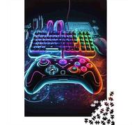 Controller Gaming Neon Tastiera Puzzle 1000 Pezzi Carta per Adulti Scena Tecnologica Colorata Puzzle per Famiglia Relax Decorazione Casa Regalo 70x50cm/1000pcs