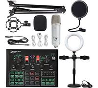 Controller mixer DJ Podcast Equipment Bundle Sound Card Broadcast in diretta set completo di V8 Live Broadcast Set BM800 Microfono per streaming/podcasting/giochi, telefono, computer(10)