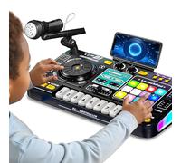 Controller per DJ per bambini da tavolo giocattolo musicale elettronico Bluetooth giocattolo con luci a LED effetto sonoro microfono pianoforte DJ Board chiave strumenti musicali regalo di compleanno