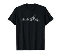 Controller per Videogiochi ECG Pulse - Semplice estetica del Giocatore Maglietta con Stampa Grafica Economica, Uomo, Nero, S