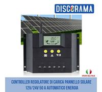 CONTROLLER REGOLATORE DI CARICA PANNELLO SOLARE 12V/24V 50 A AUTOMATICO ENERGIA