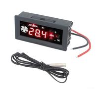 Controller velocità ventola PWM 4 fili 12V DC con sonda di temperatura display digitale supporta il funzionamento inversa della ventola e spegnimento a bassa temperatura (2 linee + cilindri)