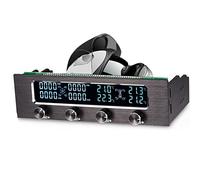 Controller Ventola per Computer a 4 Ventole, STW 6041 Sensore di Temperatura CPU a 4 Canali Controller Ventola di Raffreddamento per PC Pannello Frontale Data Ora Temperatura Display LCD per Ventola C