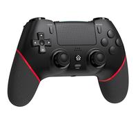 Controller wireless con joystick Hall per PS4, Pro, altoparlanti integrati sottili/joystick precisi/turbo/programmazione avanzata dei pulsanti e batteria ricaricabile da 1000 mAh (nero rosso)