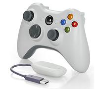 Controller wireless per Xbox 360,2,4 GHz, Dual Vibration Remote Gamepad Joystick per controller Xbox 360/PC/Windows 7,8,10, con adattatore ricevitore e senza presa audio, bianco (non OEM)