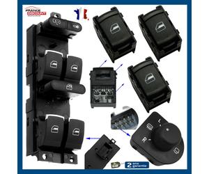 Controllo Anteriore Cromo + 3 Pulsante Leva Vetro + Rotellina Rabat Jetta Passat