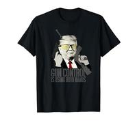 Controllo Pistola Utilizza entrambe Le Mani Donald Trump Funny Gun Maglietta