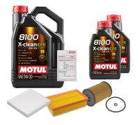 Controllo Set 7L Motul 8100 x-Pulire Efe 5W-30 per VW Touran 2.0 Tdi Gold