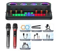Controllore DJ Live Broadcast Sound Card Au-dio Integrated Machine Home KTV Device Colorful Change of Voice With Mic for Phone(S20 Black Package 2)