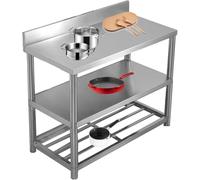 Controsoffitti commerciali della preparazione degli alimenti della cucina, tavoli della preparazione dell'acciaio inossidabile, piani di lavoro resistenti (dimensione: 100, colore: bordo a due strati)