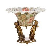 Controsoffitto Frutta e Verdura Cesto Ciotola Retro Ceramica Frutta Bowl Casa Soggiorno Decorazione Porcellana Intarsiato Rame Piatto di frutta Carattere Statua Base Decor Candy Bowl Piatto di frutta