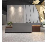 Controsoffitto in legno moderno con illuminazione a LED e cassetto chiudibile - bancone largo 60 cm per salone di bellezza, negozio di abbigliamento e spazio di lavoro dell'ufficio, D, 120x60x100cm