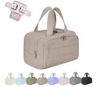 Convely Toiletry Bag, 2025 New 4-in-1 Travel Organizer for Women, Lightweight Large Wide-Open Travel Bag for Women, Large Capacity Waterproof with Handle (Khaki)