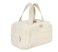Convely Toiletry Bag for Women, Large Capacity Waterproof Organizer with Wet-Dry Separation, Lightweight & Easy to Clean, Multi-Functional Makeup Bag with Handle (Beige)