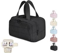 Convely Toiletry Bag,Travel Cosmetic Bag,large Capacity Wide-Open Travel Cosmetic Bag,waterproof Portable Pouch Open Flat Toiletry Bags for Women with Divider and Handle, Nero , Moden