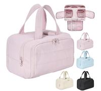 CONVELY Toiletry Bag - TravelFree Toiletry Bag, 4-in-1 Puffy Multi-functional Toiletry Bags W/Handle, Wet-Dry Separation & Lightweight Waterproof & Large - Fits All of Your Beauty Essentials (Pink)