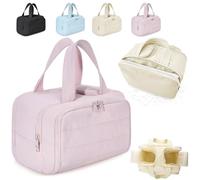Convely TravelFree Toiletry Bag - 4-in-1 Large Capacity Wide-Open Travel Cosmetic Bag for Women Organizer, for Traveling, Accessories, Essentials Toiletries (Pink)