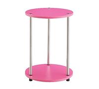 Convenience Concepts Designs2Go No Tools - Tavolino moderno a 2 ripiani, 40 cm, con ripiano portaoggetti, per camera familiare e ufficio, colore: rosa/cromato