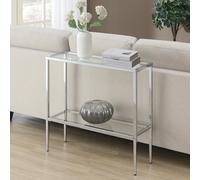 Convenience Concepts Nadia, tavolo da ingresso cromato, 80 cm, moderno e contemporaneo, con ripiano portaoggetti, tavolo stretto e minimalista per soggiorno, camera da letto, bagno, vetro/cromato