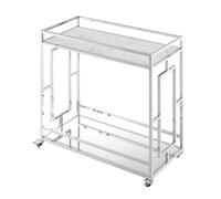 Convenience Concepts Town Square - Carrello da bar in finto marmo cromato a specchio, 74,3 cm, moderno carrello da portata girevole a 360 gradi con ripiano portaoggetti, per sala da pranzo, cucina