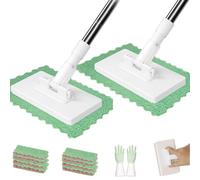 Convenient Cloth Changing Mini Mop, Automatic Cloth Changing Hands-Free Mini Mop with One-Button Snap Grip, with 4 Cloth, Wet and Dry Use (2 Set)