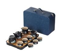 Conveniente teiera tazza da tè 11 pezzi vassoio di bambù viaggio Kung Fu set in ceramica disegnato a mano con e scatola immagazzinaggio(Handheld pot)
