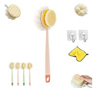 Convenientto/Boundbreed - Scrubber da bagno 2 in 1 e spazzola per la schiena, manico extra lungo, palla esfoliante per doccia, spazzola per il corpo a doppio lato, morbida consistenza morbida