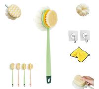 Convenientto/Boundbreed - Scrubber da bagno 2 in 1 e spazzola per la schiena, manico extra lungo, palla esfoliante per doccia, texture morbida su entrambi i lati, detergente per la schiena (verde B)