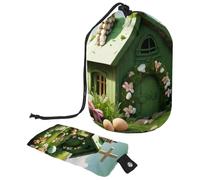 Convenienza e funzionalità combinate: grande borsa per il trucco da donna - il tuo organizer essenziale impermeabile per articoli da toeletta! , Casa Croce di Pasqua verde, Multicolore,