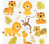CONVER PARTY, HAPPI JUNGLE, Tovaglioli di carta, articoli per feste, feste, celebrazioni e compleanni dei bambini, 20 pezzi 33 cm