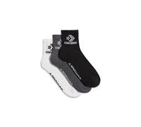 Converse 2-Pack Textured Logo Quarter Socks Calze da Uomo in Bianco, Taglia One Size Bianco/Nero