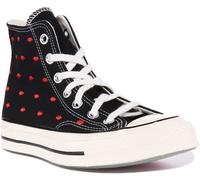 CONVERSE A01600C Chuck 70s Ricamato Labbra Plateau Nero Rosso Donna Misura 3 - 8