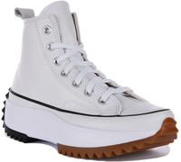 Converse Run Star Hike Platform Foundational Leather Scarpa High Top, Pelle in Bianco, Taglia 40.5 Bianco/Nero/Gomma