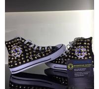 Converse All star Alte Nere personalizzate con borchie oro stella full Clean
