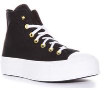 CONVERSE All Star Hi Top Plateau A05453C IN Nero Oro Studd Misura UK 3 - 8